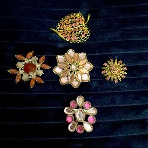 VTG Pink Theme Brooch Lot with Issues